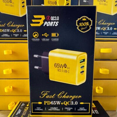 Chargeur Rapide 65W 3 Ports PD + QC3.0